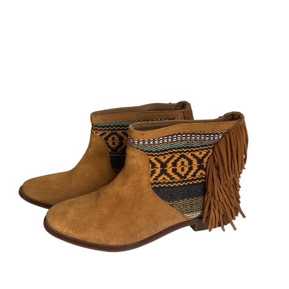 Zara Shoes - Zara Trafaluc Women’s Fringe Ankle Boots Size 36 Suede Western Boho Booties